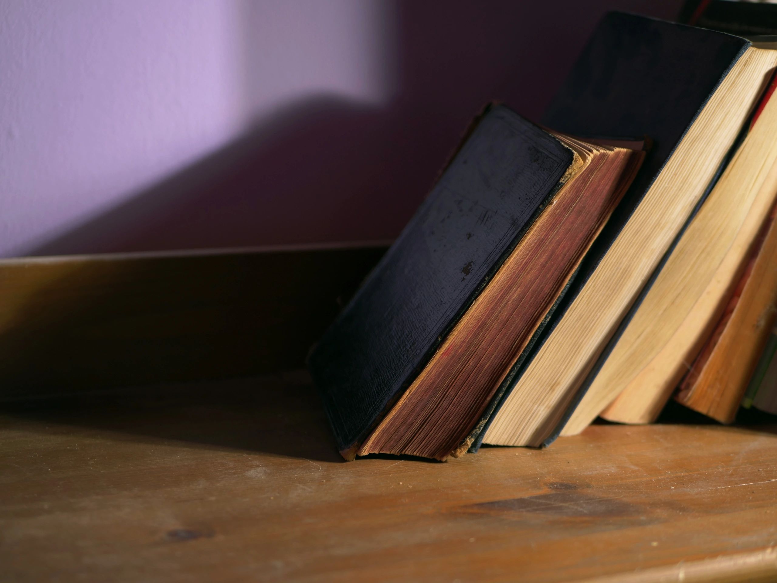 Colección de libros en estantería de madera